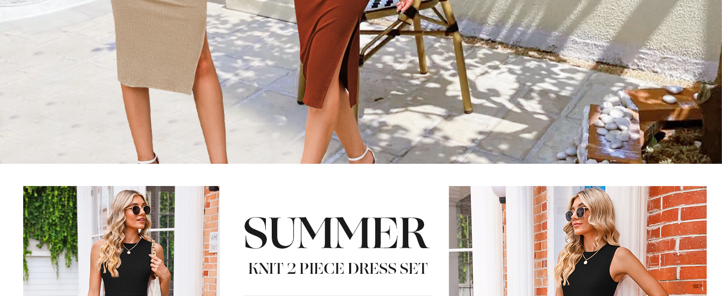 Women's Summer Knit 2 Piece Dress Set