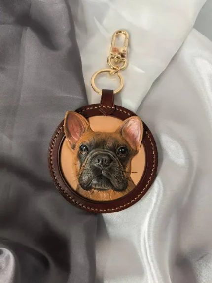 Leathernasi Handcrafted Italian Veg-Tanned Leather Pet Keychain - Gifts & Decorations【M1831】 (custom-made 20-28 days)Artist: Mr Chen